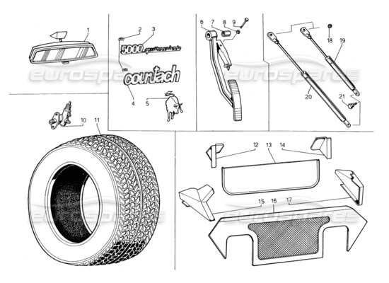 a part diagram from the Lamborghini Countach parts catalogue