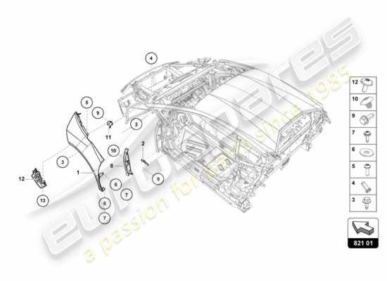 a part diagram from the Lamborghini Huracan LP580 parts catalogue