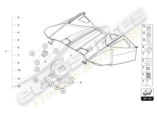 a part diagram from the Lamborghini Huracan LP580 parts catalogue