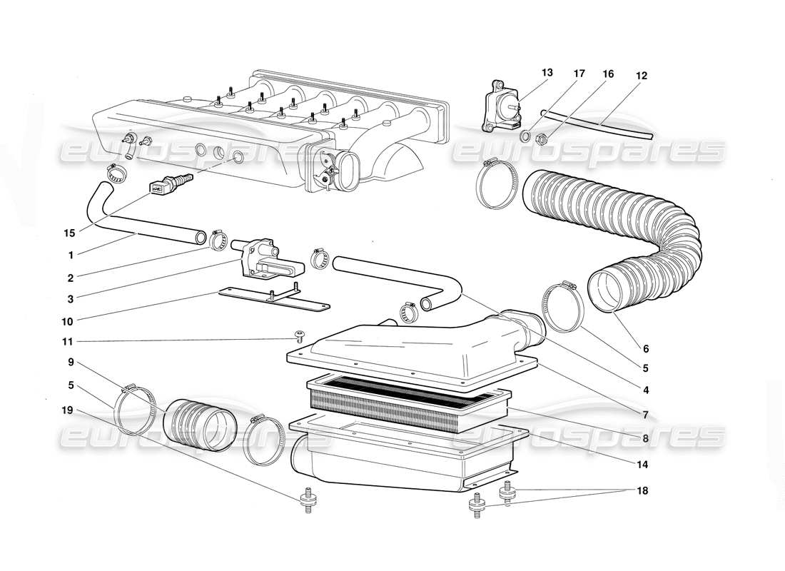 Lamborghini Diablo (1991) Air Filters Parts Diagram