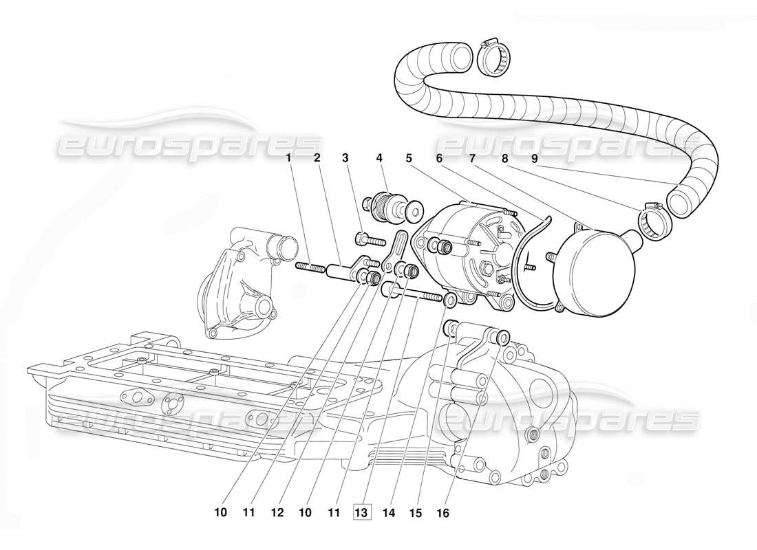 Lamborghini Diablo (1991) Alternator (Valid for June 1992 Version) Parts Diagram