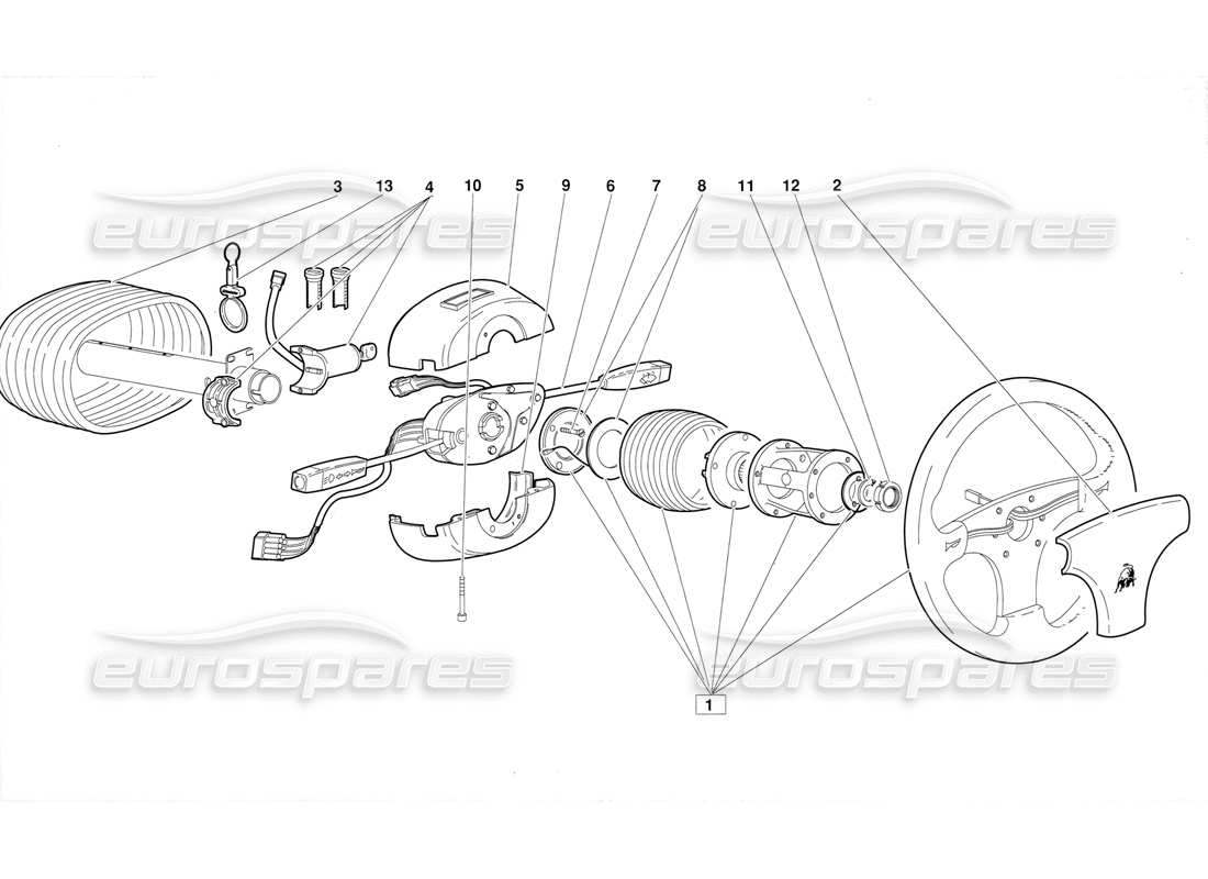 Lamborghini Diablo (1991) Steering (Valid for June 1992 Version) Parts Diagram