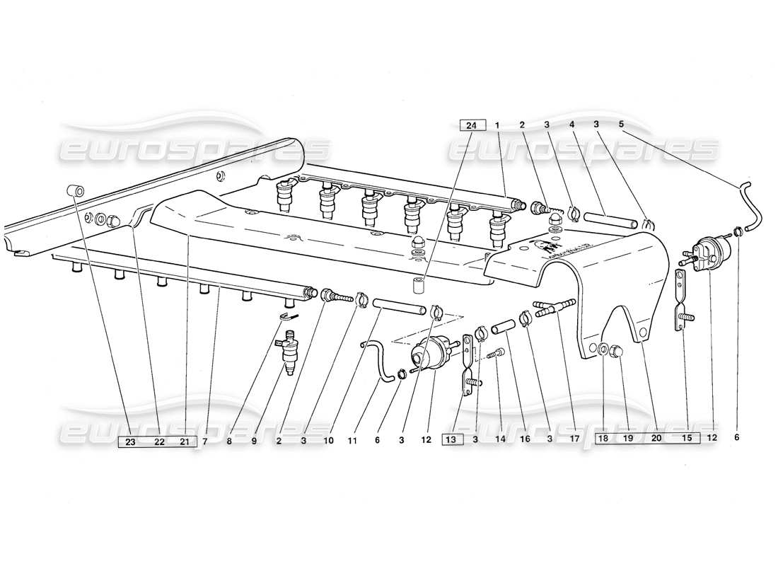 Lamborghini Diablo (1991) fuel system (Valid for June 1992 Version) Parts Diagram