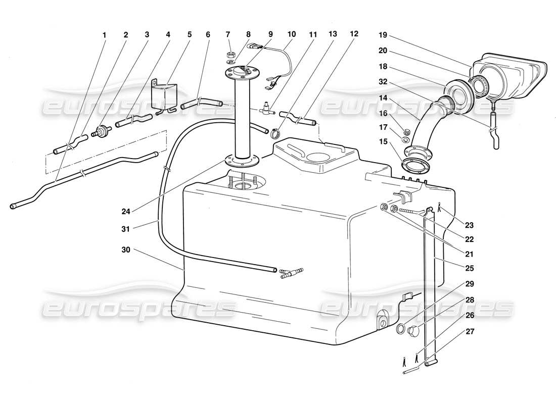 Lamborghini Diablo (1991) fuel system Parts Diagram