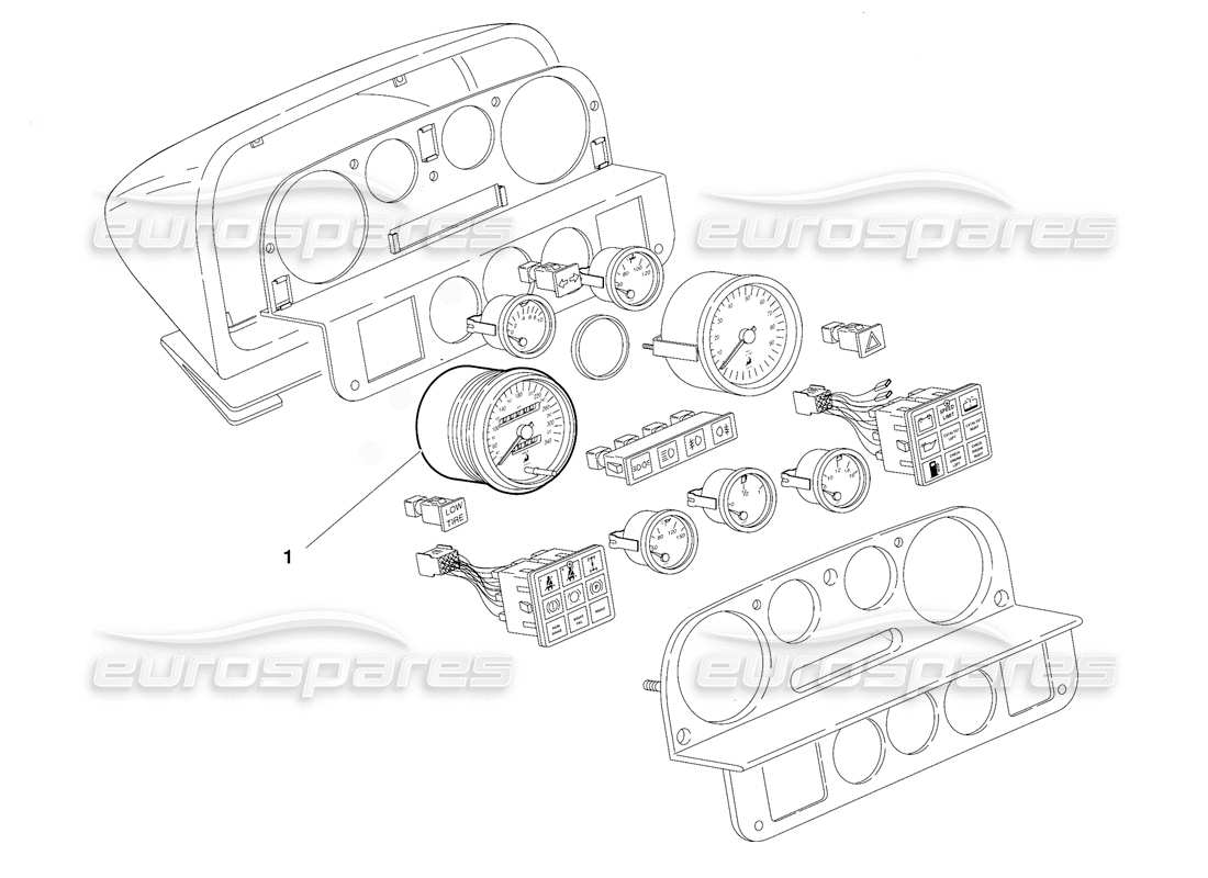 Lamborghini Diablo (1991) dashboard instruments (Valid for USA Version - September 1991) Parts Diagram