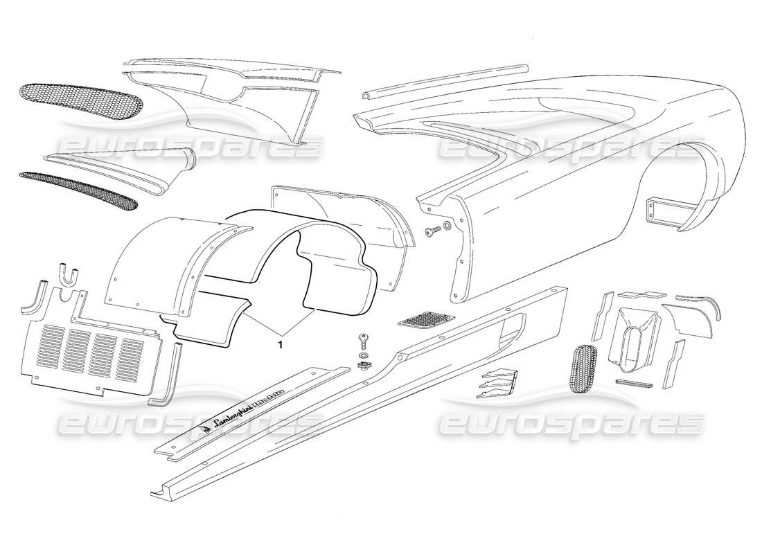 Lamborghini Diablo (1991) Body Elements (Valid for Switzerland Version - October 1991) Parts Diagram