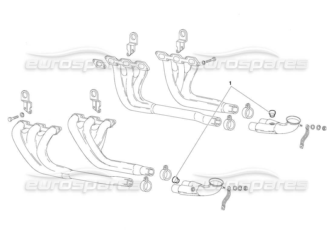 Lamborghini Diablo (1991) Exhaust System (Valid for Saudi Arabia Version - October 1991) Parts Diagram