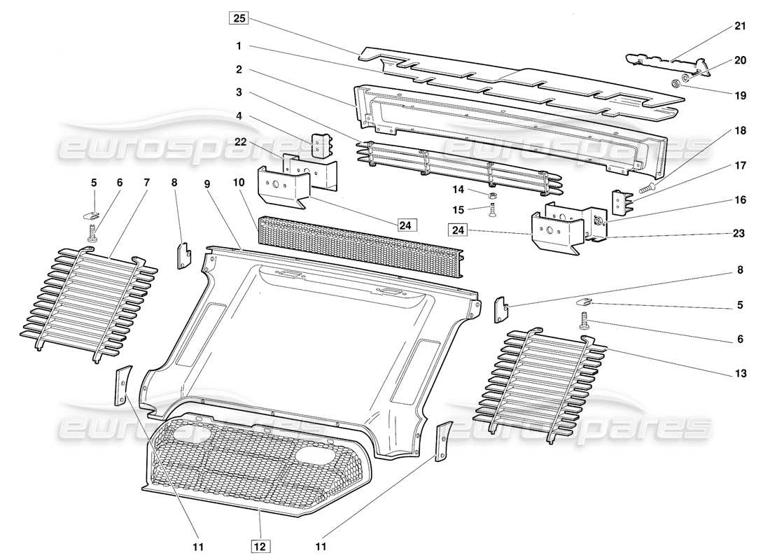 Lamborghini Diablo (1991) Rear Body Elements (Valid for June 1992 Version) Parts Diagram