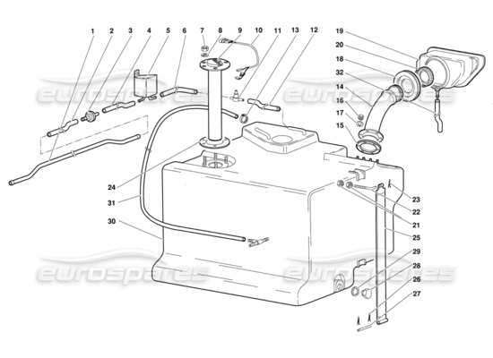 a part diagram from the Lamborghini Diablo parts catalogue