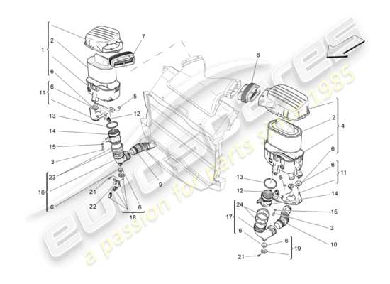 a part diagram from the Maserati Quattroporte M156 (2014 onwards) parts catalogue