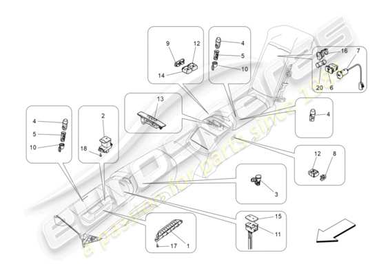 a part diagram from the Maserati Quattroporte M156 (2014 onwards) parts catalogue