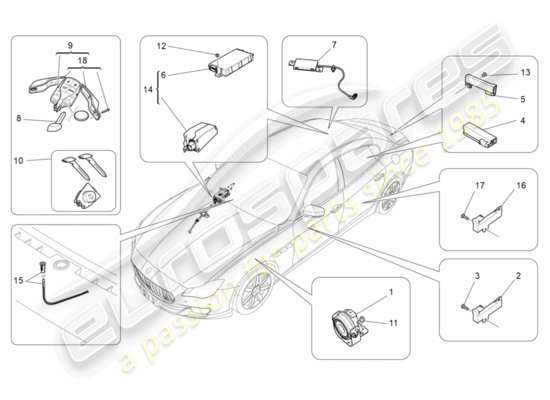 a part diagram from the Maserati Quattroporte M156 (2014 onwards) parts catalogue