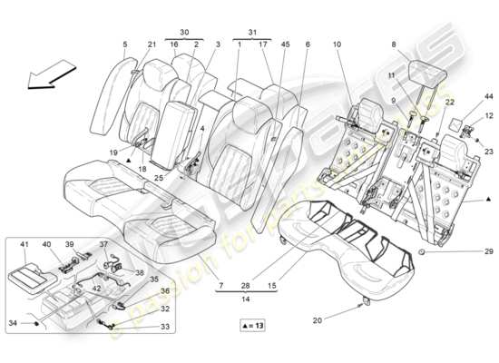 a part diagram from the Maserati Quattroporte M156 (2014 onwards) parts catalogue