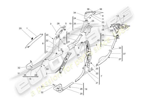 a part diagram from the Maserati Quattroporte M156 (2014 onwards) parts catalogue