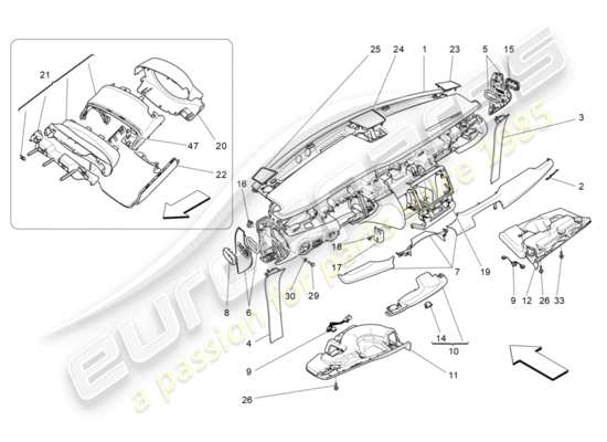 a part diagram from the Maserati Quattroporte M156 (2014 onwards) parts catalogue