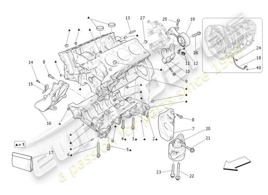 a part diagram from the Maserati Quattroporte M156 (2014 onwards) parts catalogue