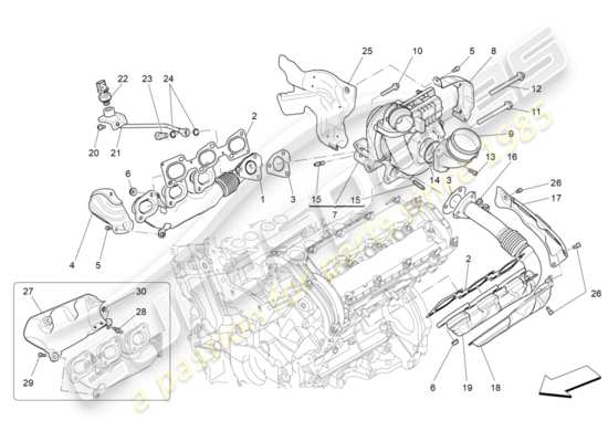 a part diagram from the Maserati Quattroporte M156 (2014 onwards) parts catalogue