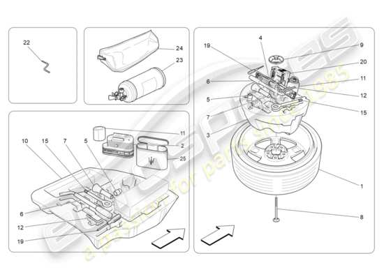 a part diagram from the Maserati Quattroporte M156 (2014 onwards) parts catalogue