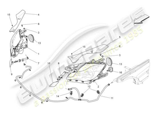 a part diagram from the Maserati Quattroporte M156 (2014 onwards) parts catalogue