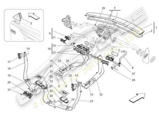 a part diagram from the Maserati Quattroporte M156 (2014 onwards) parts catalogue