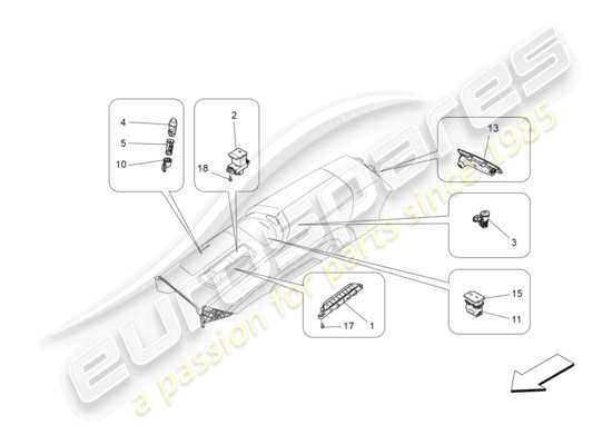 a part diagram from the Maserati Quattroporte M156 (2014 onwards) parts catalogue