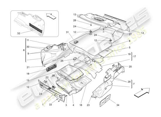 a part diagram from the Maserati Quattroporte M156 (2014 onwards) parts catalogue