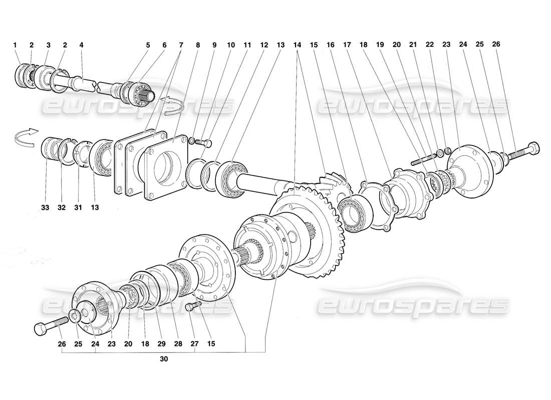 Lamborghini Diablo SE30 (1995) DIFFERENTIAL Parts Diagram