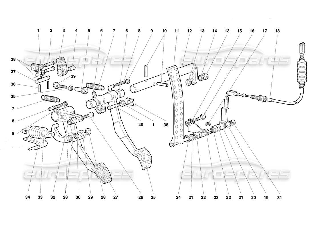 Lamborghini Diablo SE30 (1995) Pedals Parts Diagram