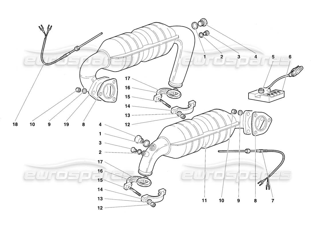 Lamborghini Diablo SE30 (1995) Exhaust System Parts Diagram
