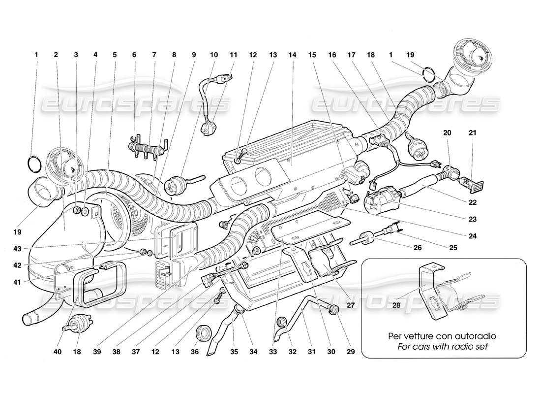 Lamborghini Diablo SE30 (1995) Climate Control Parts Diagram