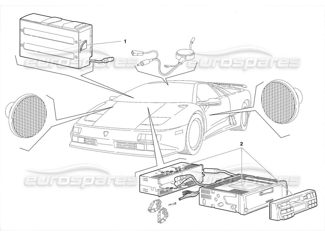 Lamborghini Diablo SE30 (1995) Radio Set (Valid for USA - January 1995) Parts Diagram