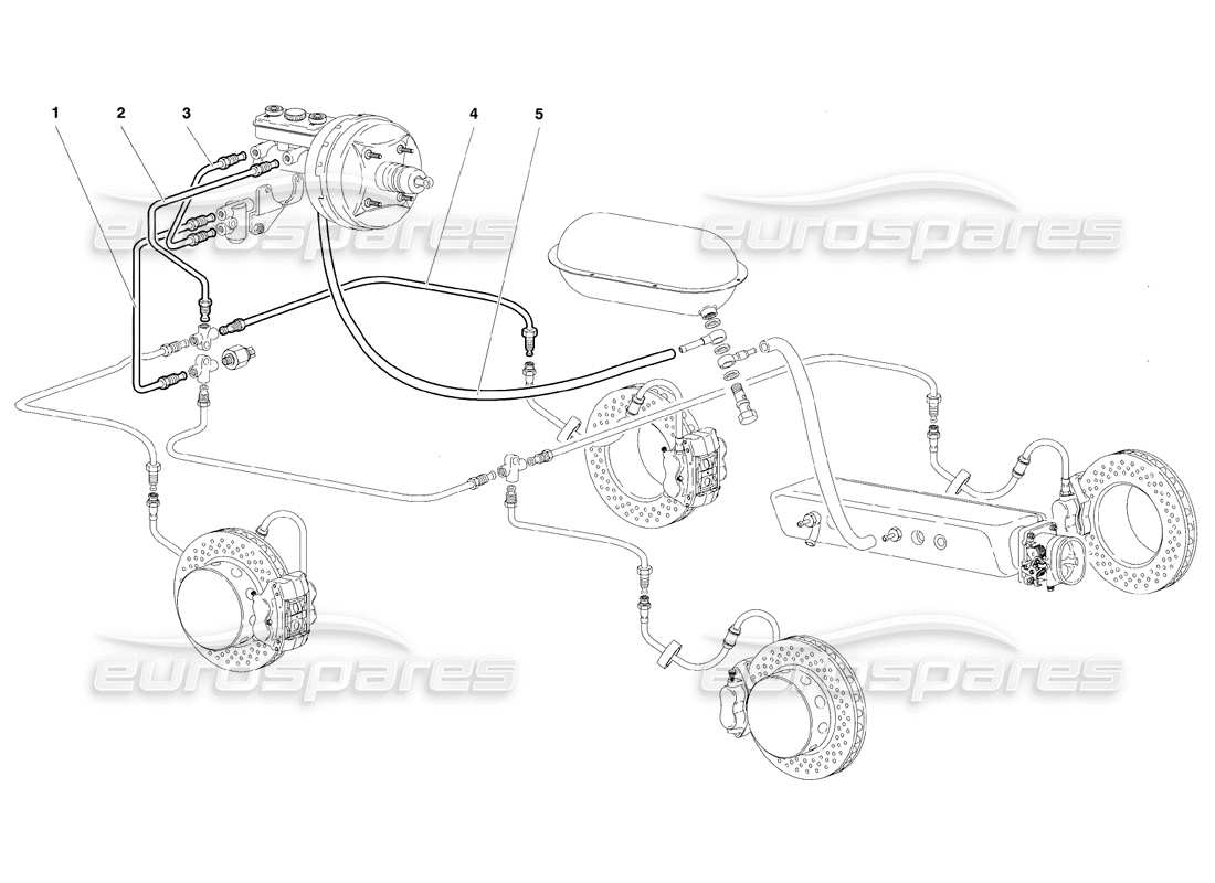 Lamborghini Diablo SE30 (1995) Brake System (Valid for RH D. Version - January 1995) Parts Diagram