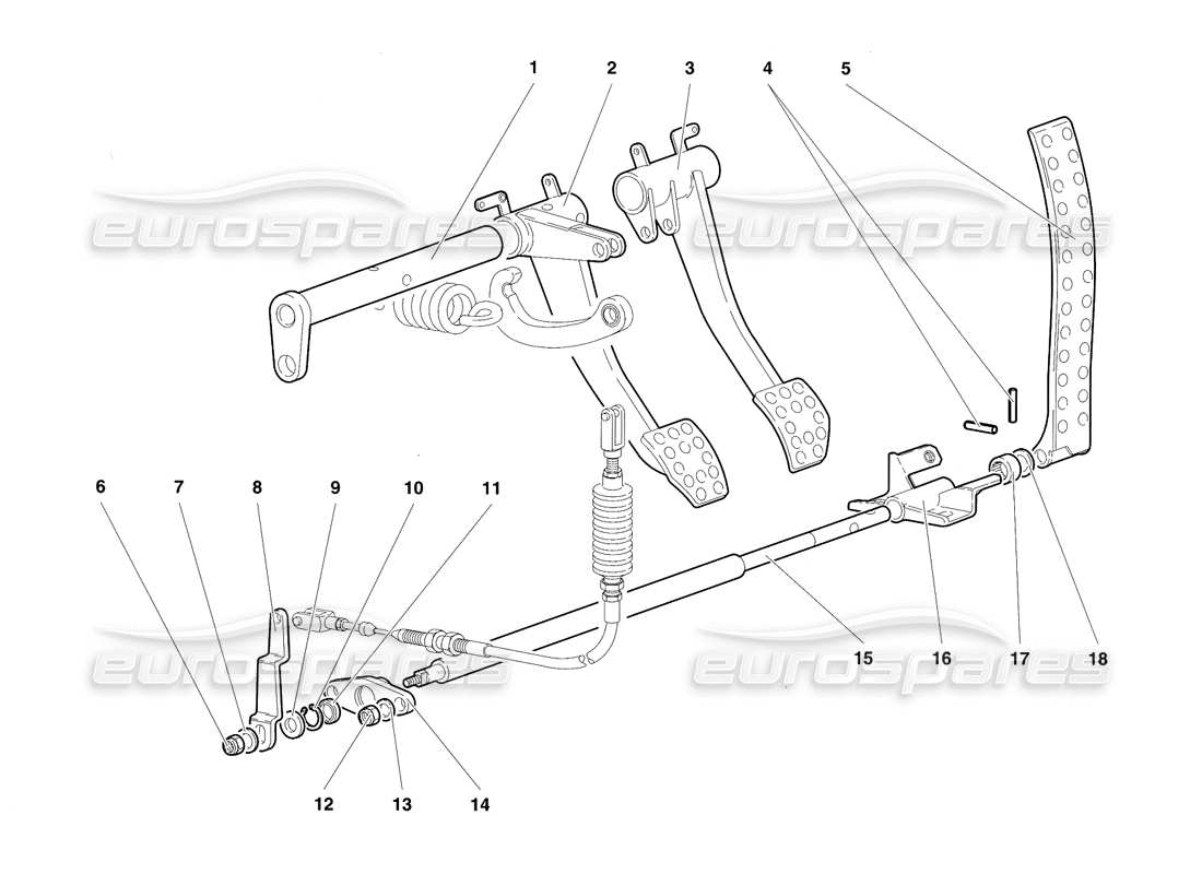 Lamborghini Diablo SE30 (1995) Pedals (Valid for RH D. Version - January 1995) Parts Diagram