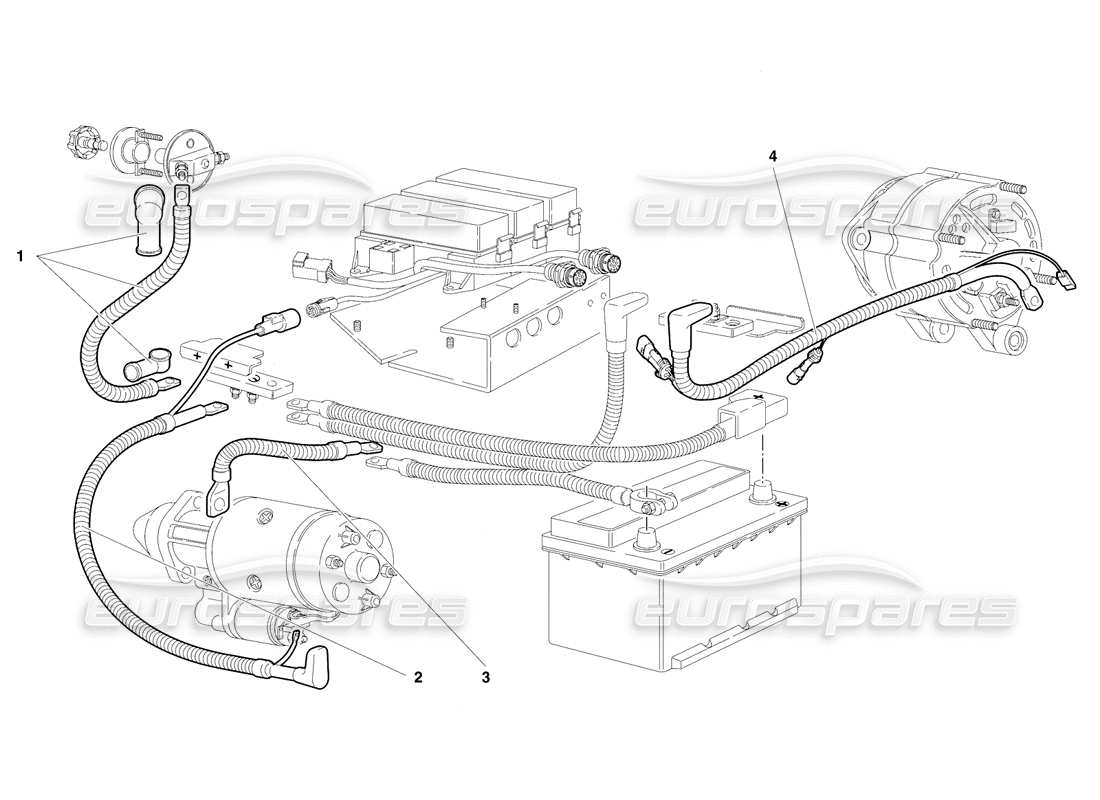 Lamborghini Diablo SE30 (1995) electrical system (Valid for RH D. Version - January 1995) Parts Diagram