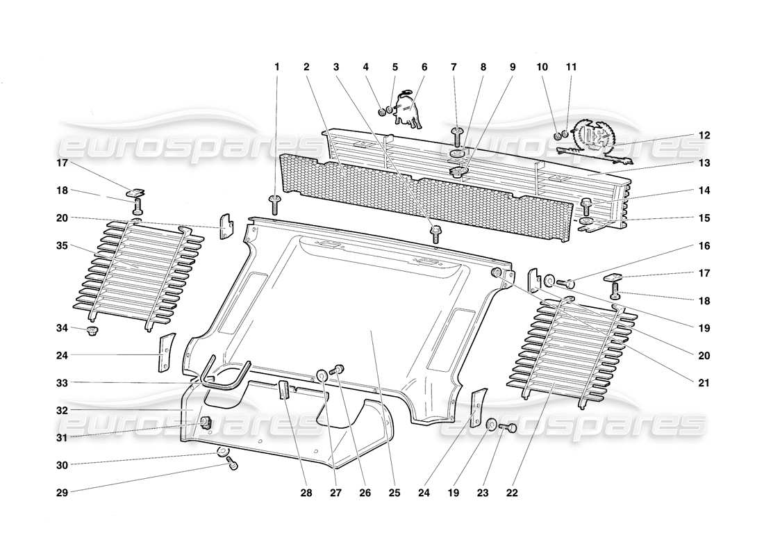 Lamborghini Diablo SE30 (1995) Rear Body Elements Parts Diagram