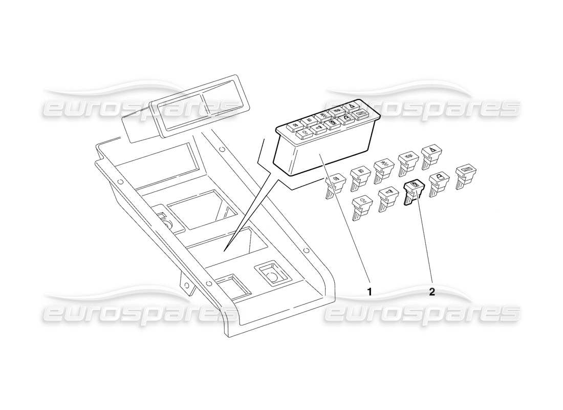 Lamborghini Diablo SE30 (1995) Tunnel Panel Instruments (Valid for Canada - January 1995) Parts Diagram