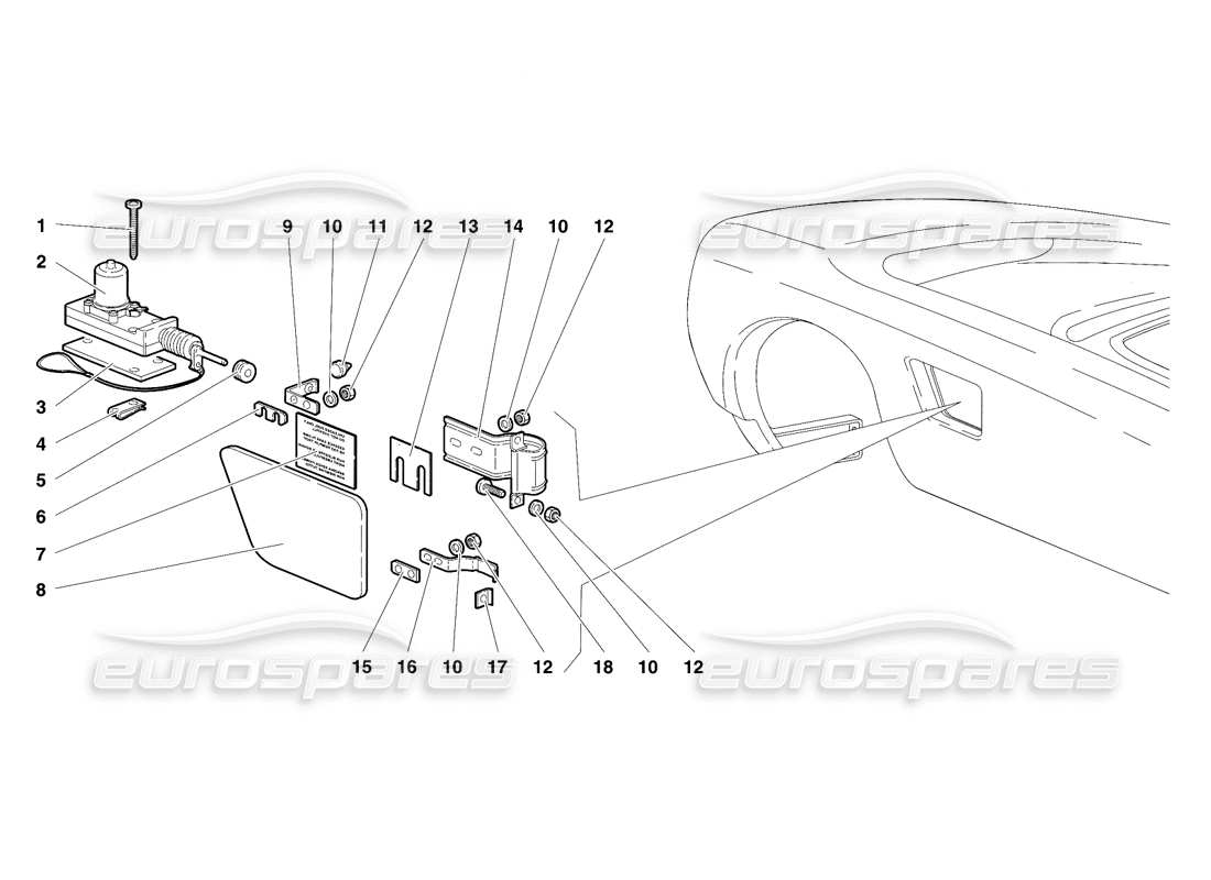 Lamborghini Diablo SE30 (1995) Fuel Cap (Valid for Canada - January 1995) Parts Diagram