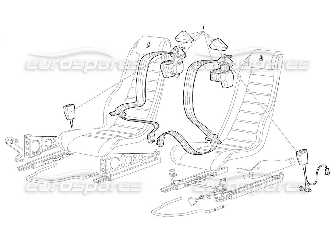 Lamborghini Diablo SE30 (1995) Seats and Safety Belts (Valid for Canada - January 1995) Parts Diagram