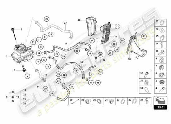 a part diagram from the Lamborghini Huracan Performante parts catalogue