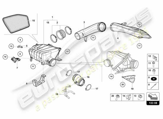 a part diagram from the Lamborghini Huracan Performante parts catalogue