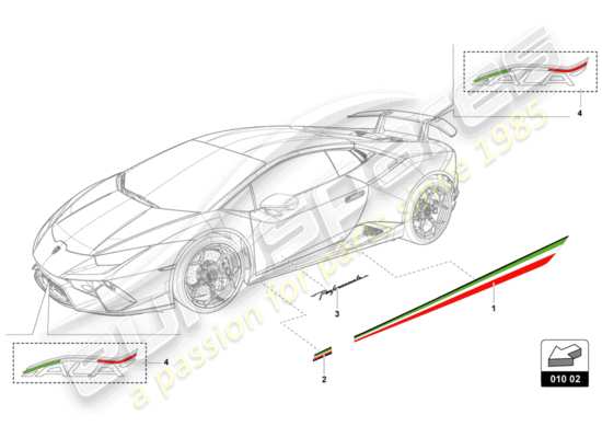 a part diagram from the Lamborghini Huracan Performante parts catalogue