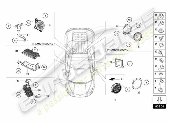 a part diagram from the Lamborghini Huracan Performante parts catalogue