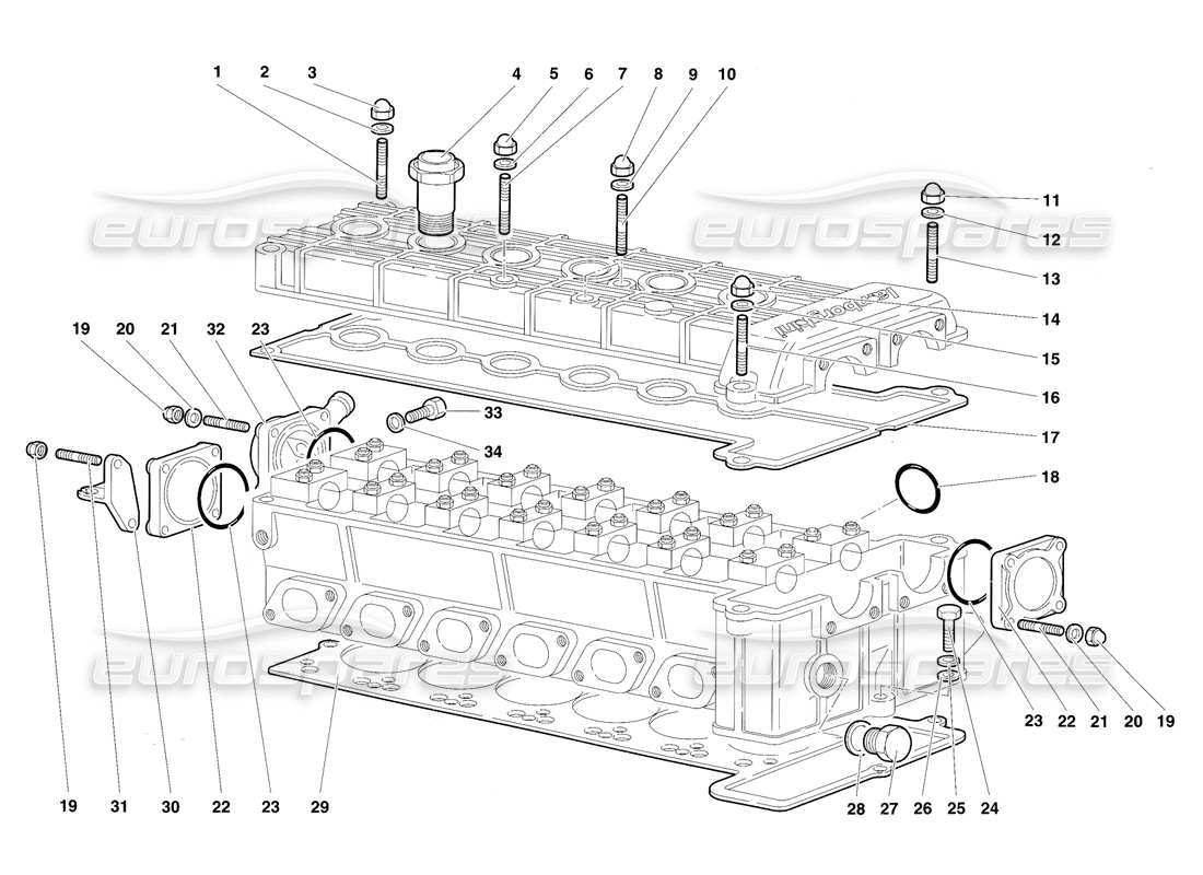 Lamborghini Diablo SV (1997) accessories for right cylinder head Parts Diagram