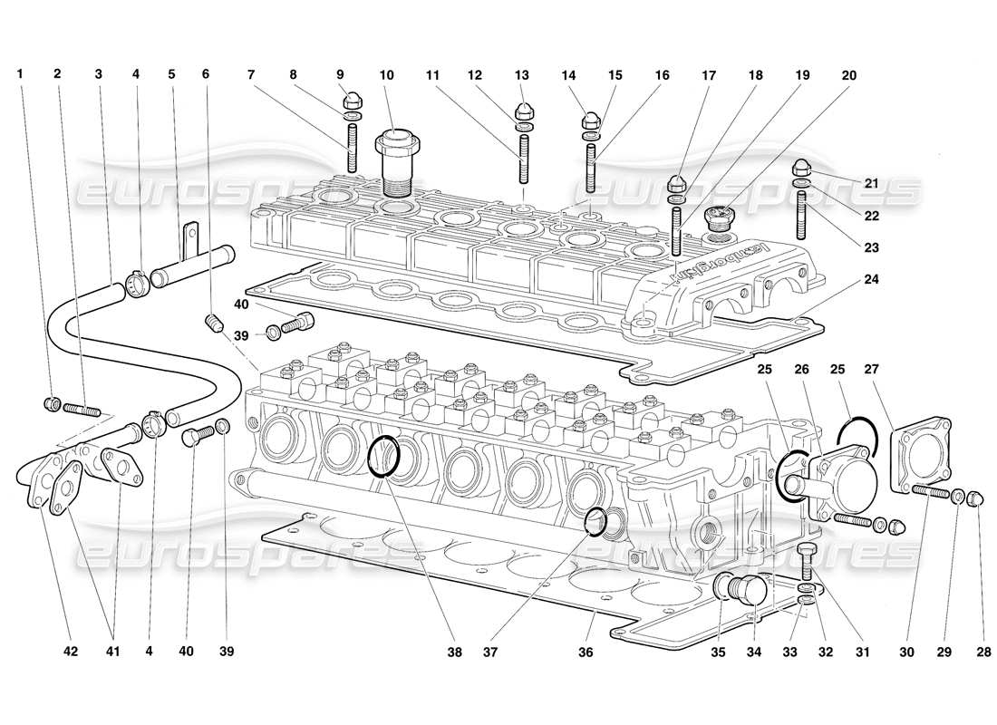 Lamborghini Diablo SV (1997) accessories for left cylinder head Parts Diagram