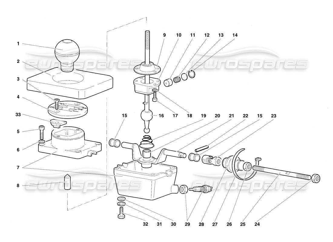 Lamborghini Diablo SV (1997) Gearbox Control Tower Parts Diagram