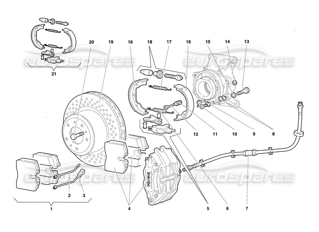 Lamborghini Diablo SV (1997) Rear Brakes Parts Diagram