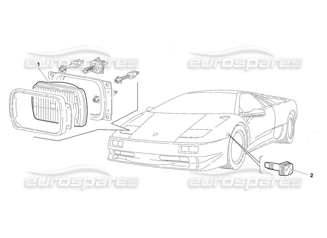 Lamborghini Diablo SV (1997) Lights (Valid for Japan - March 1997) Parts Diagram