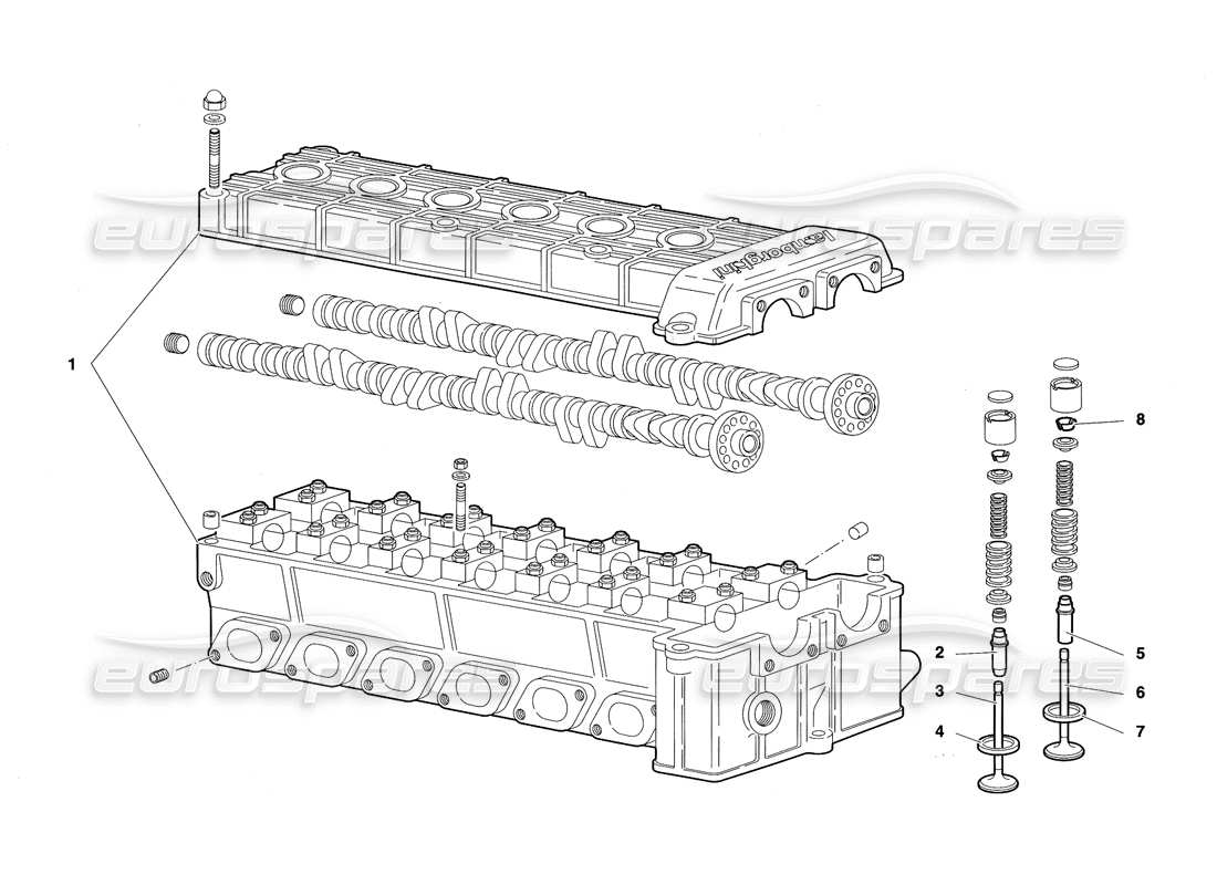 Lamborghini Diablo SV (1997) right cylinder head (Valid for Canada - March 1997) Parts Diagram