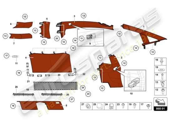 a part diagram from the Lamborghini Centenario parts catalogue