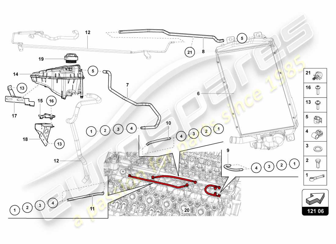 Lamborghini LP700-4 COUPE (2012) Cooling System Part Diagram